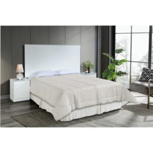 King 3 Piece Bedroom Suite | Warm White | Slatted Headboard + Pedestals